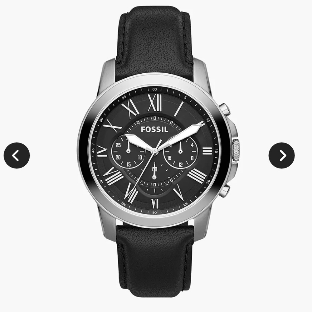 GUC Fossil Grant Chronograph Black Leather Watch (FS4812) - Picture 2 of 12